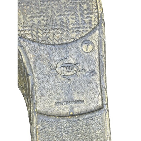 Pali Hawaii Soft Rubber Flip Flops Sandals Beach slip on textured green/brown  7 - Picture 8 of 9